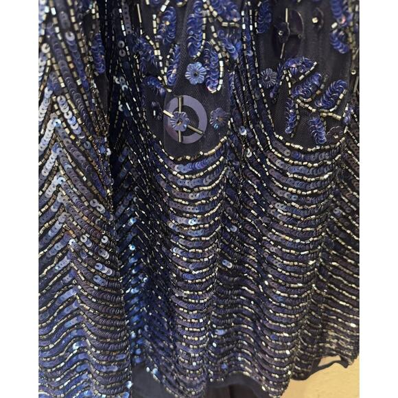 Mac Duggal Blue Gown Womens 10 Style# 4611D Embellished Beaded Dress Sequin READ - Picture 5 of 16